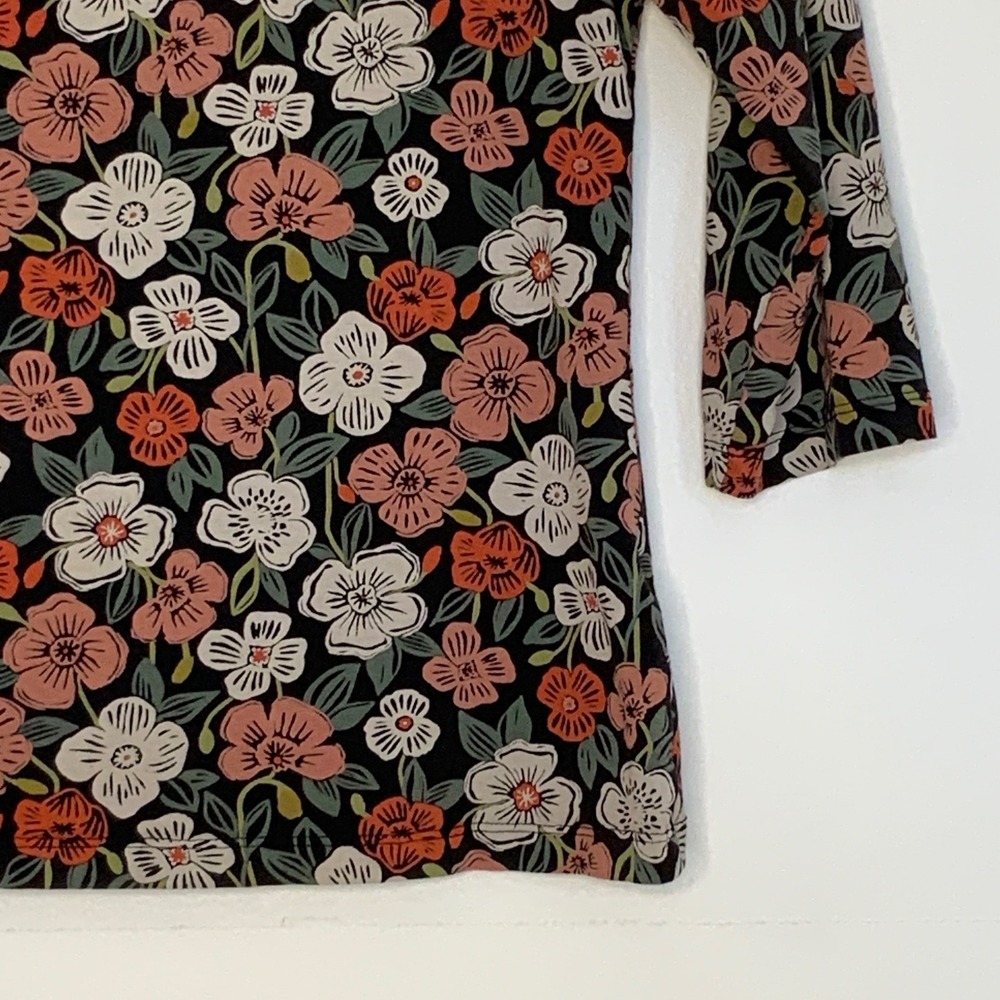 Seasalt Cornwall Floral Top Womens Size 4 Black Pink 3/4 Sleeve Organic Cotton - Picture 3 of 9